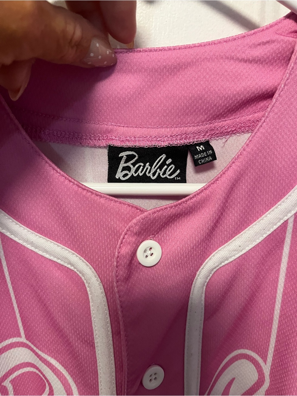 Barbie Pink Striped Baseball Tee for women size medium - Picture 2 of 3